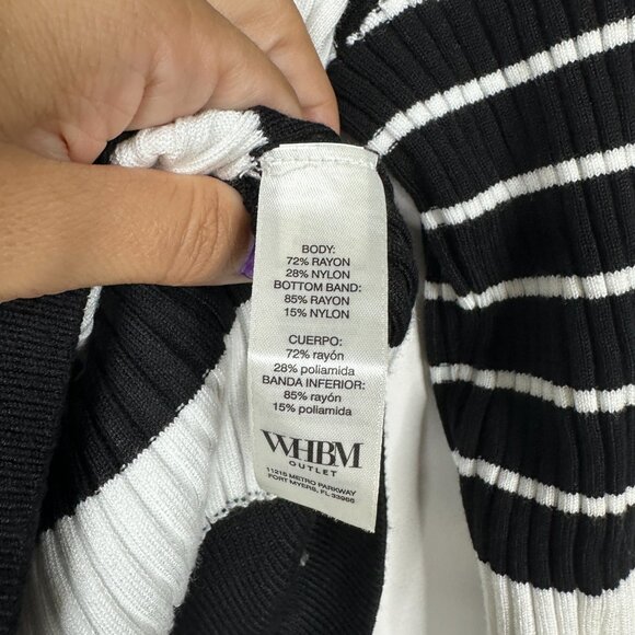 NWT White House Black Market Long Sleeve Asymmetrical Stripe Pullover #WHBM7 - Picture 5 of 9